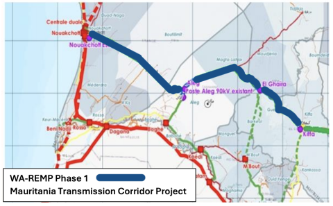 Mauritania transmission corridor project map