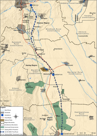Location of Auas-Kokerboom transmission line